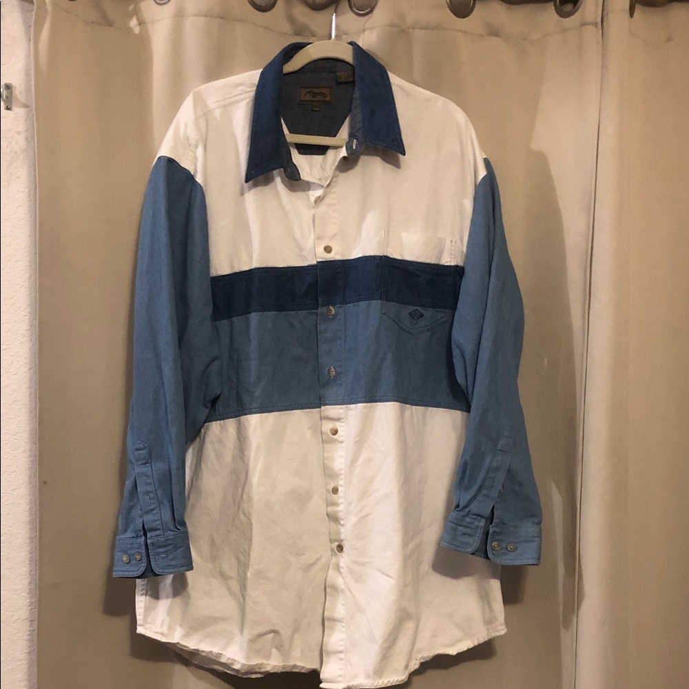 Roper Blue and White Colorblock western shirt 3613